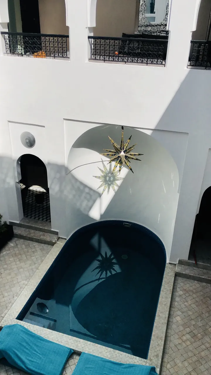 Indoor pool with Moorish arches